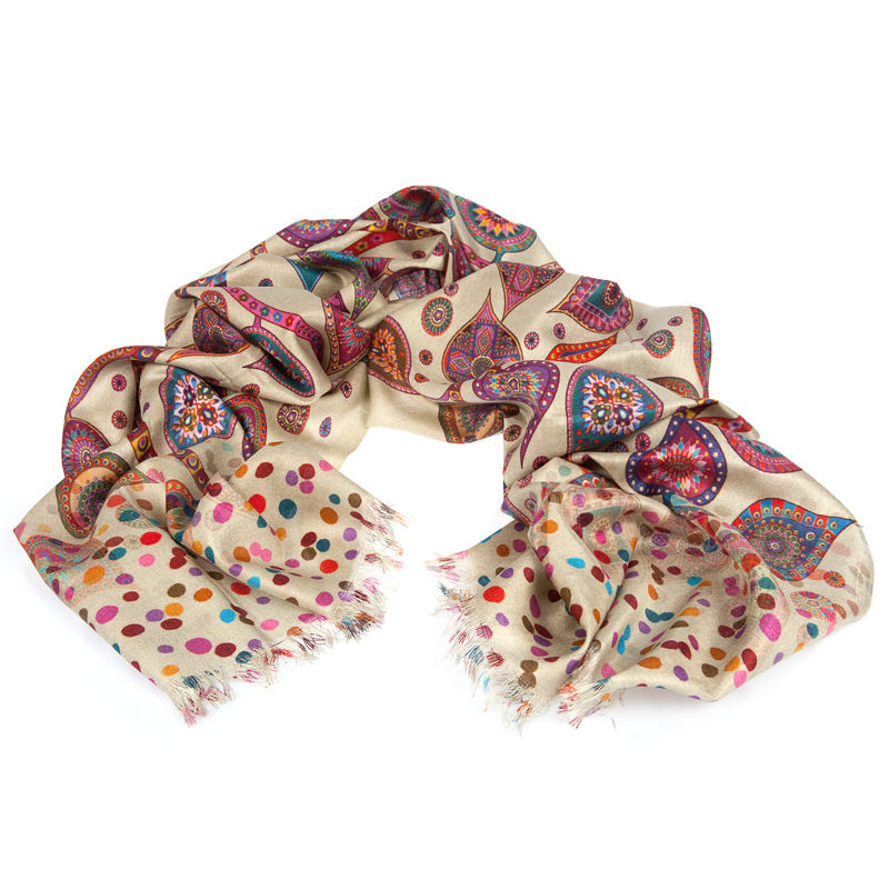 Fine foulard from 100 % silk grey purple
