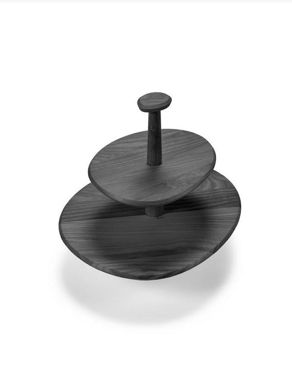 Serax Etagere DUNE 01 Kuchenplatte schwarz 2-stufig von Kelly Wearstler Holz H38,5cm