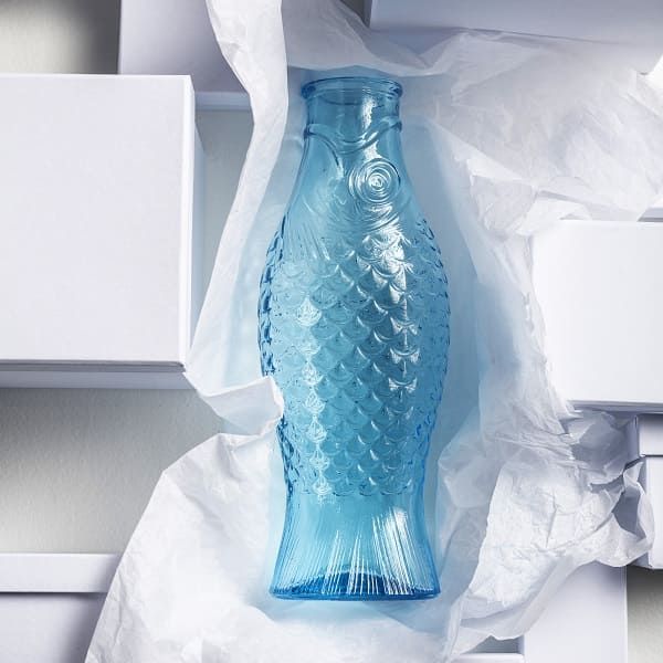 Serax Karaffe Flasche Fisch aus Glas blau von Paola Navone 1 Liter