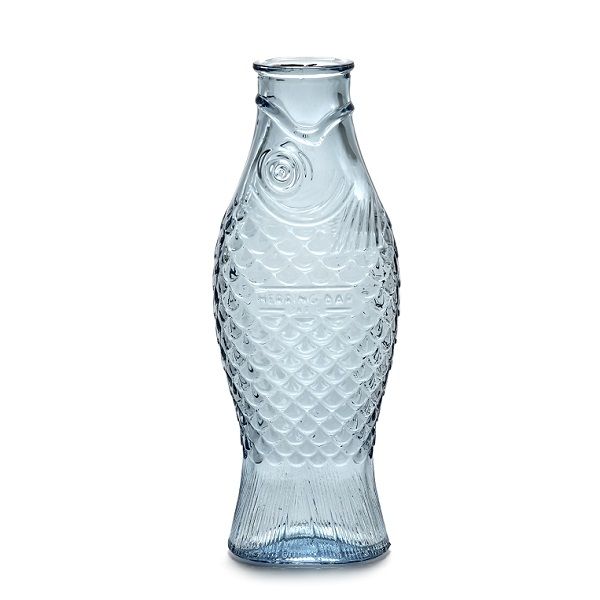 Serax Karaffe Flasche Fisch aus Glas blau von Paola Navone 1 Liter