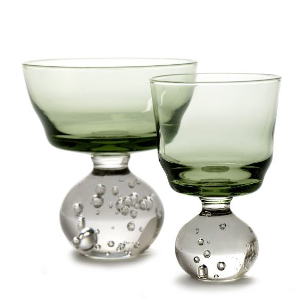 Serax Glas Trinkglas Eternal Snow auf Kugel-Fuß grün S H9,5cm