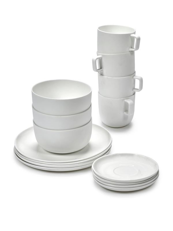 Serax BASE Frühstücksset 16 tlg. außen matt von Piet Boon Design Geschirrset weiß