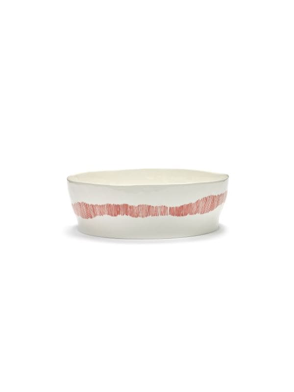 Ottolenghi Salatschüssel weiß Swirl-Stripes rot FEAST for Serax D28,5cm