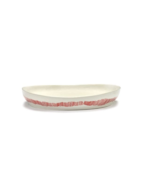 Ottolenghi Servierplatte L weiß Swirl-Stripes rot FEAST for Serax D36cm