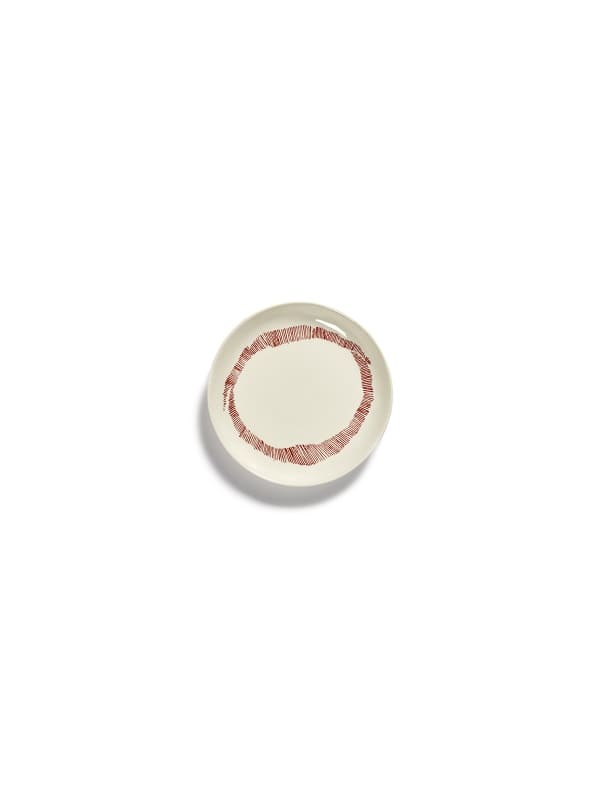 Ottolenghi Teller XS weiß Swirl-Stripes rot FEAST for Serax D16xH2cm