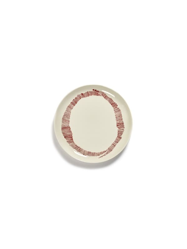 Ottolenghi Teller M weiß Swirl-Stripes rot FEAST for Serax D22,5xH2cm