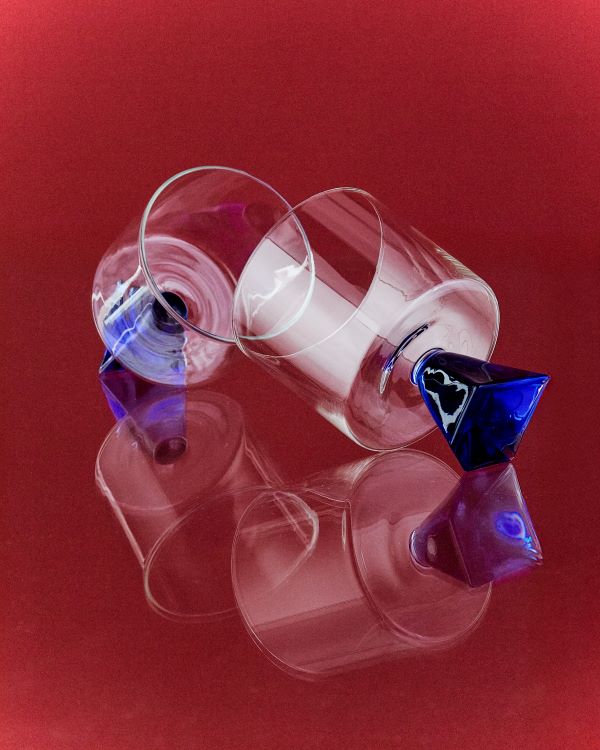 Serax Glas SILOS mit blauem Sockel von Plan C D8xH11,5cm