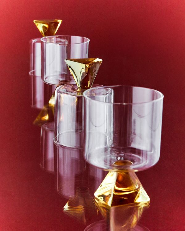 Serax Glas SILOS mit Ocker / gelbem Sockel von Plan C D8xH11,5cm