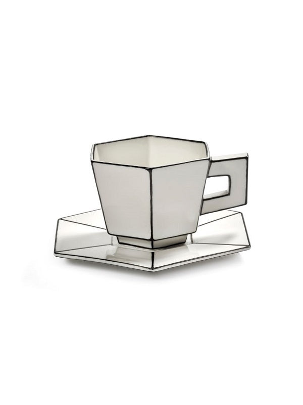 Serax Cappuccinotasse mit Untertasse CARTE BLANCHE weiß-schwarz von Annebet Philips