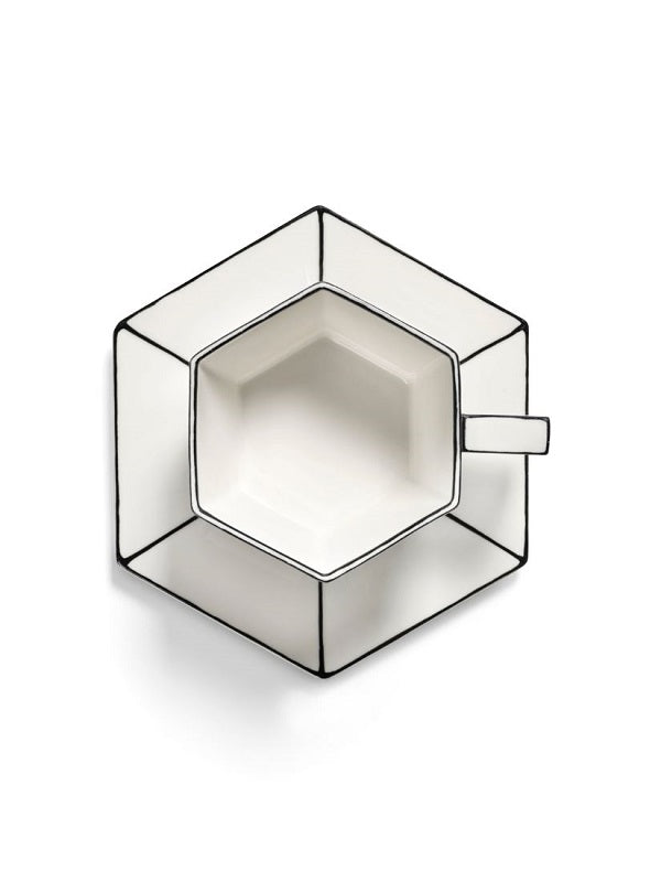 Serax Cappuccinotasse mit Untertasse CARTE BLANCHE weiß-schwarz von Annebet Philips