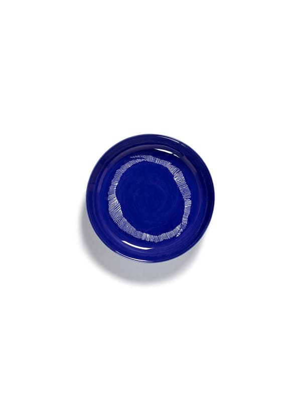 Ottolenghi Teller hoher Rand Lapis Swirl-Stripes weiß FEAST for Serax D22xH4cm