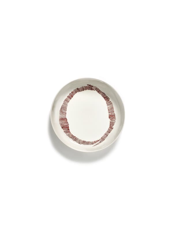 Ottolenghi Teller hoher Rand weiß Swirl-Stripes rot FEAST for Serax D22xH4cm