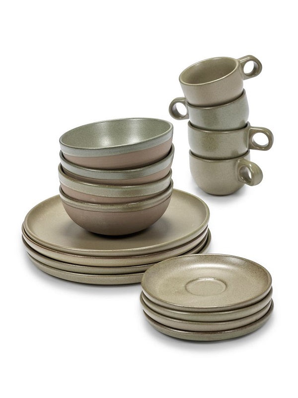 Serax Frühstücksset SURFACE camo green 16 tlg. Geschirrset von Sergio Herman