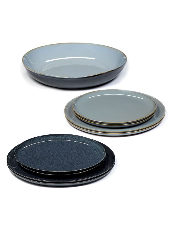 Serax Keramik-Set 9tlg. smokey blue/dark blue Geschirrset von Anita le Grelle