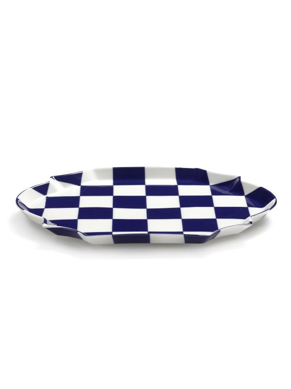 Serax Tablett Servierplatte oval blau-weiß FÊTE DES BÊTES Les Objets Mouleversants L36,6cm