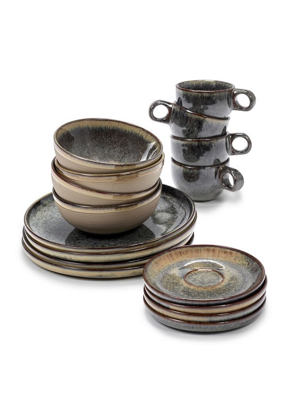 Serax Frühstücksset SURFACE indi gray 16 tlg. Geschirrset von Sergio Herman