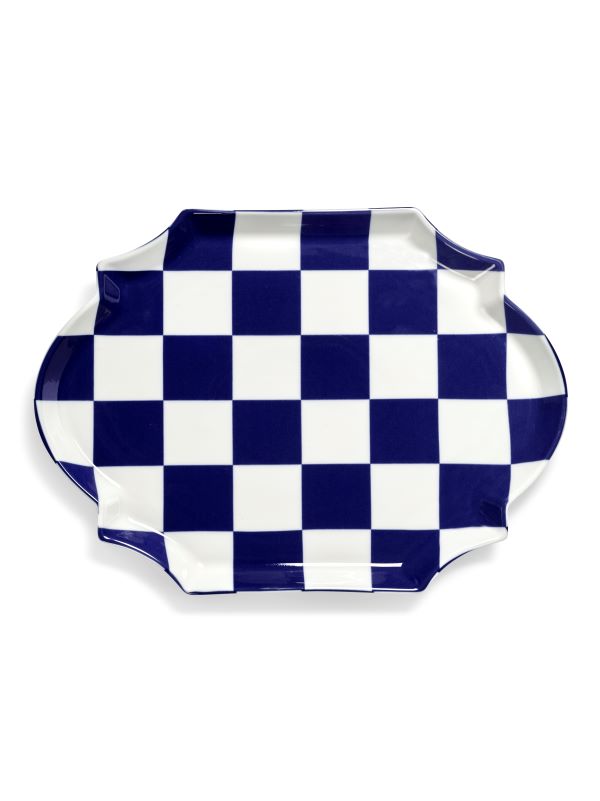 Serax Tablett Servierplatte oval blau-weiß FÊTE DES BÊTES Les Objets Mouleversants L36,6cm
