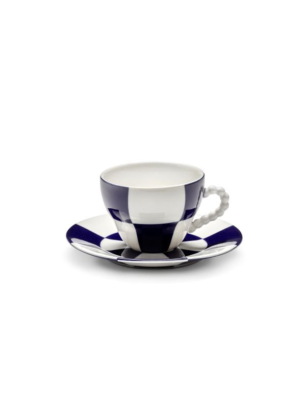 Serax Tasse mit Untertasse blau-weiß FÊTE DES BÊTES Les Objets Mouleversants