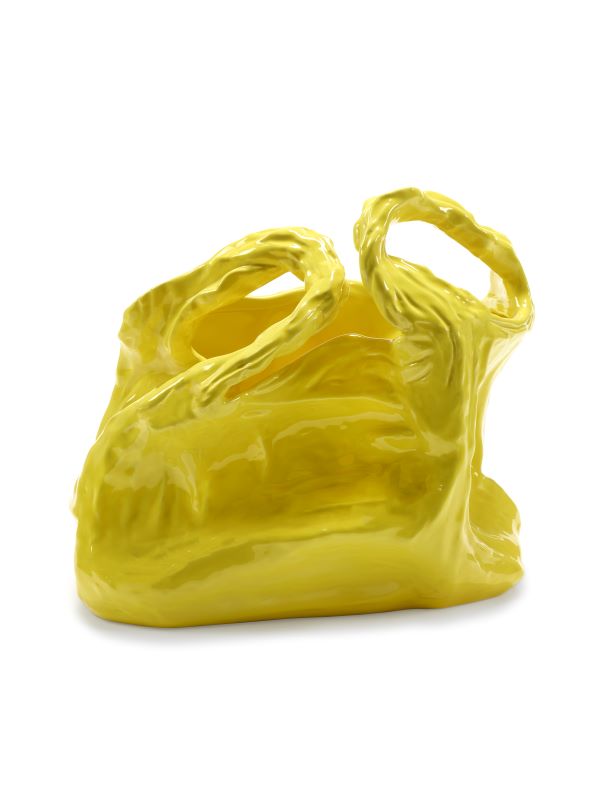 Serax Vase GALA L gelb aus Porzellan in Beutelform H35cm
