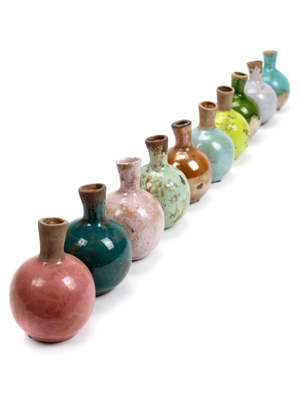 Serax kleine Vasen 10er Set Minivasen aus Keramik in Pastellfarben H12cm