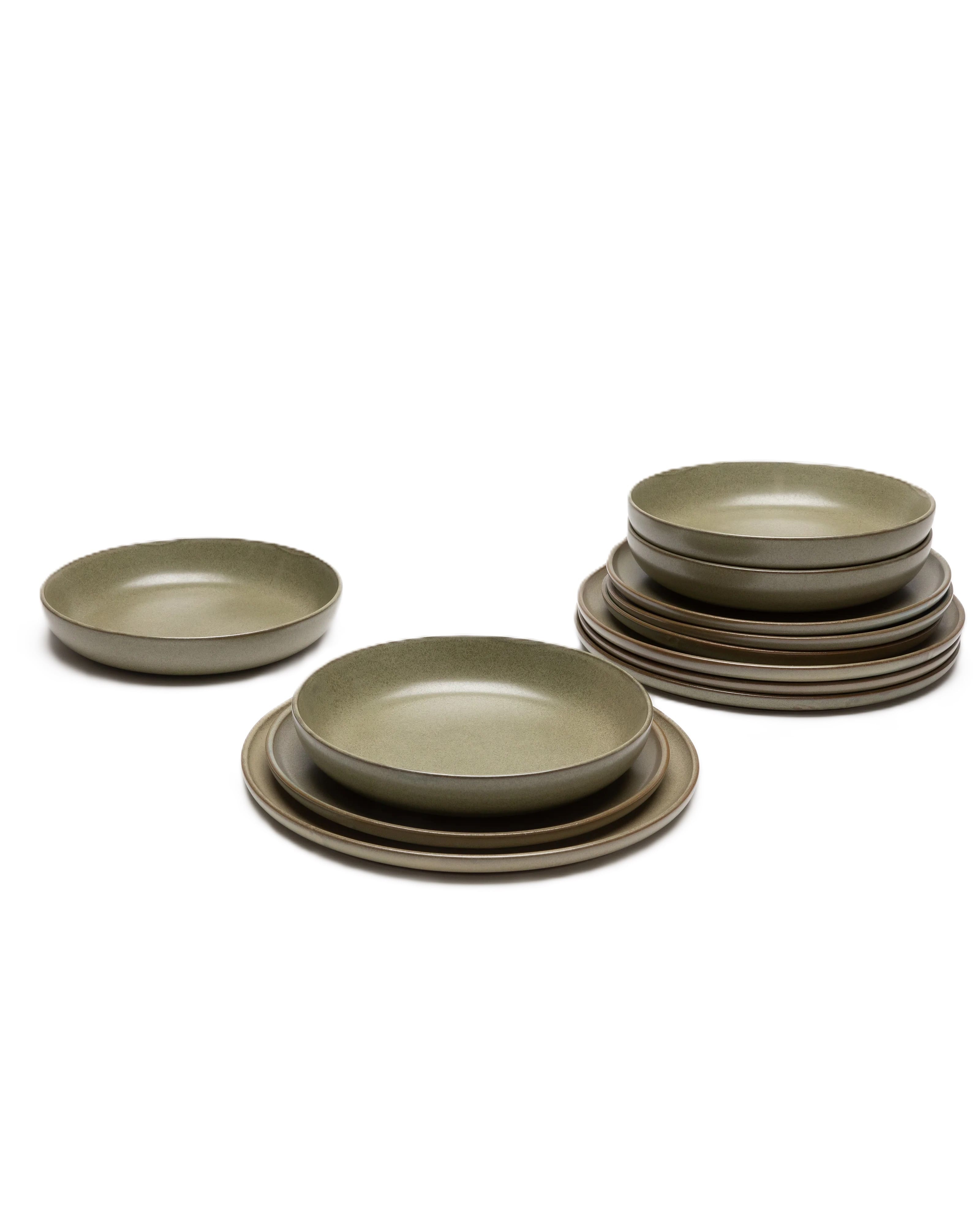 Serax Surface Dinner-Set camogreen 12 tlg. Geschirrset designed by Sergio Herman