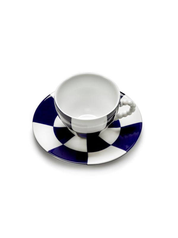 Serax Tasse mit Untertasse blau-weiß FÊTE DES BÊTES Les Objets Mouleversants