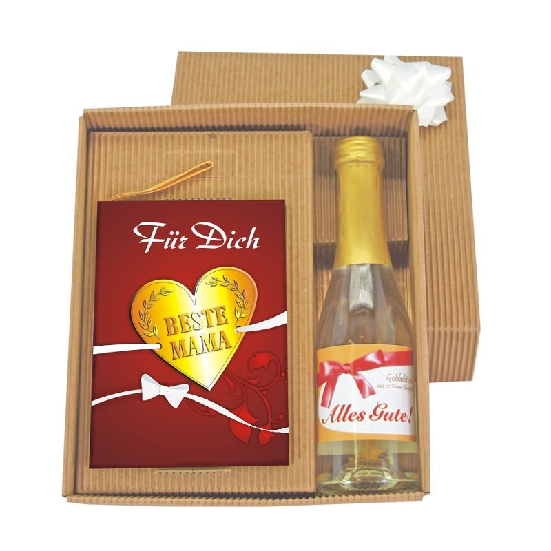Geschenkset_Fuer_Dich_Beste_Mama_mit _Geschenkbuch_und_Piccolo_mit_Goldblatt