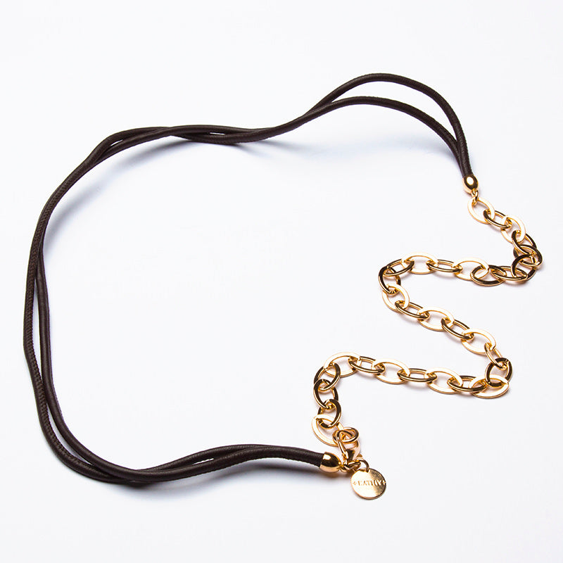 Kathy jewellery leather necklace rose gilded