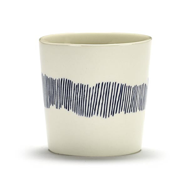 Ottolenghi Kaffeetasse weiß Swirl-Stripes blau FEAST for Serax H7,5cm