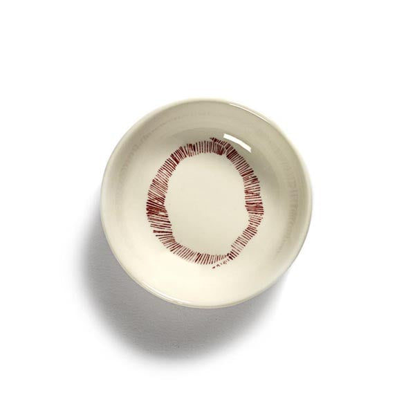 Serax FEAST Schale XS weiß Swirl-Stripes rot von Ottolenghi D7,5cm