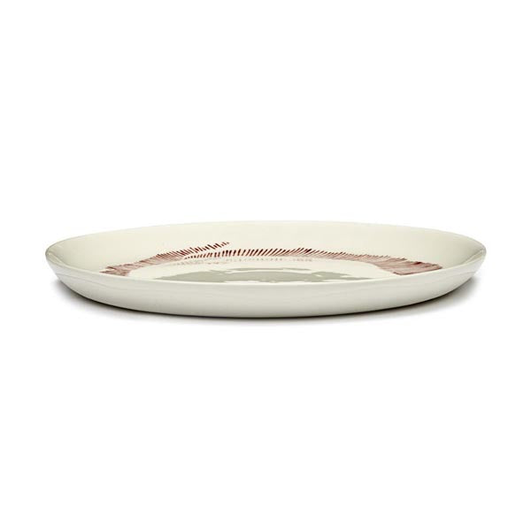 Ottolenghi Teller M weiß Swirl-Stripes rot FEAST for Serax D22,5xH2cm