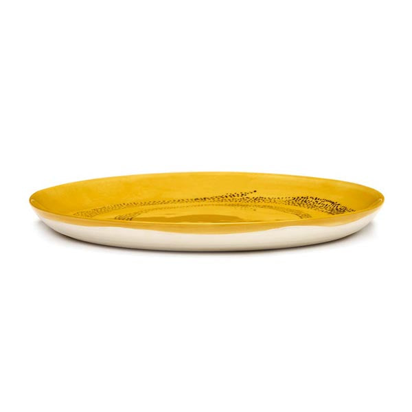 Ottolenghi Teller M gelb Swirl-Dots schwarz FEAST for Serax D22,5xH2cm