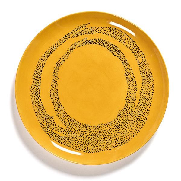 Ottolenghi Teller L gelb Swirl-Dots schwarz FEAST for Serax D26,5xH2cm