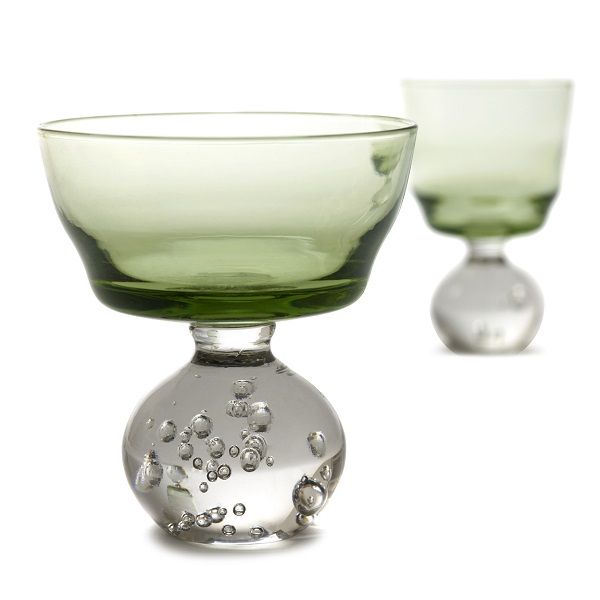 Serax Glas Trinkglas Eternal Snow auf Kugel-Fuß M grün H10cm
