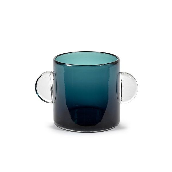 Serax Vase dunkelblau Wind & Fire aus Glas H14cm